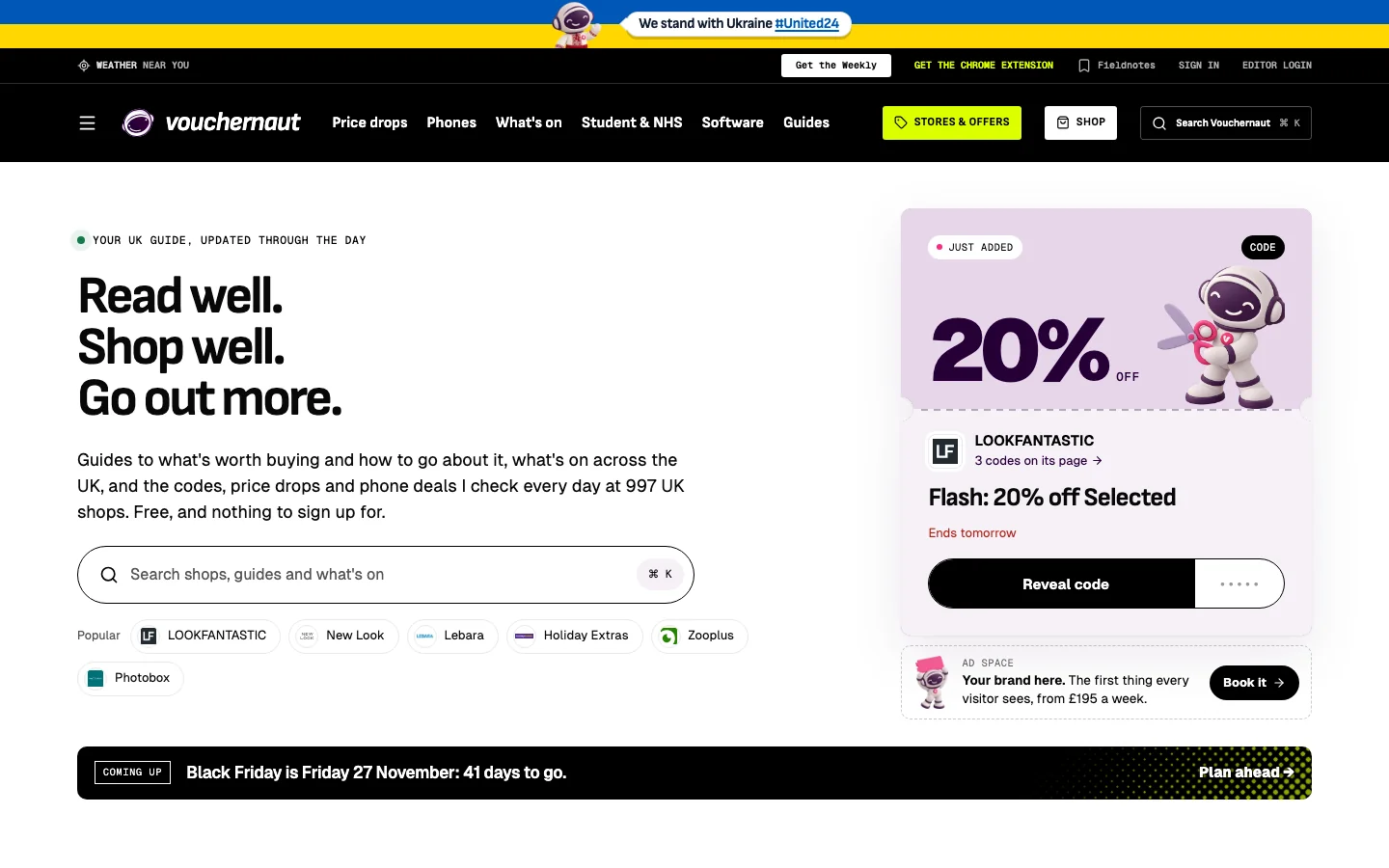 Vouchernaut’s live shopping and editorial homepage with UK guides and offers